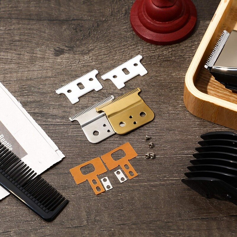 2 Pairs Adjustable Replacement T Blade Outliner Replacement Blade Carbon Steel Blade Trimmer Blade for Andis