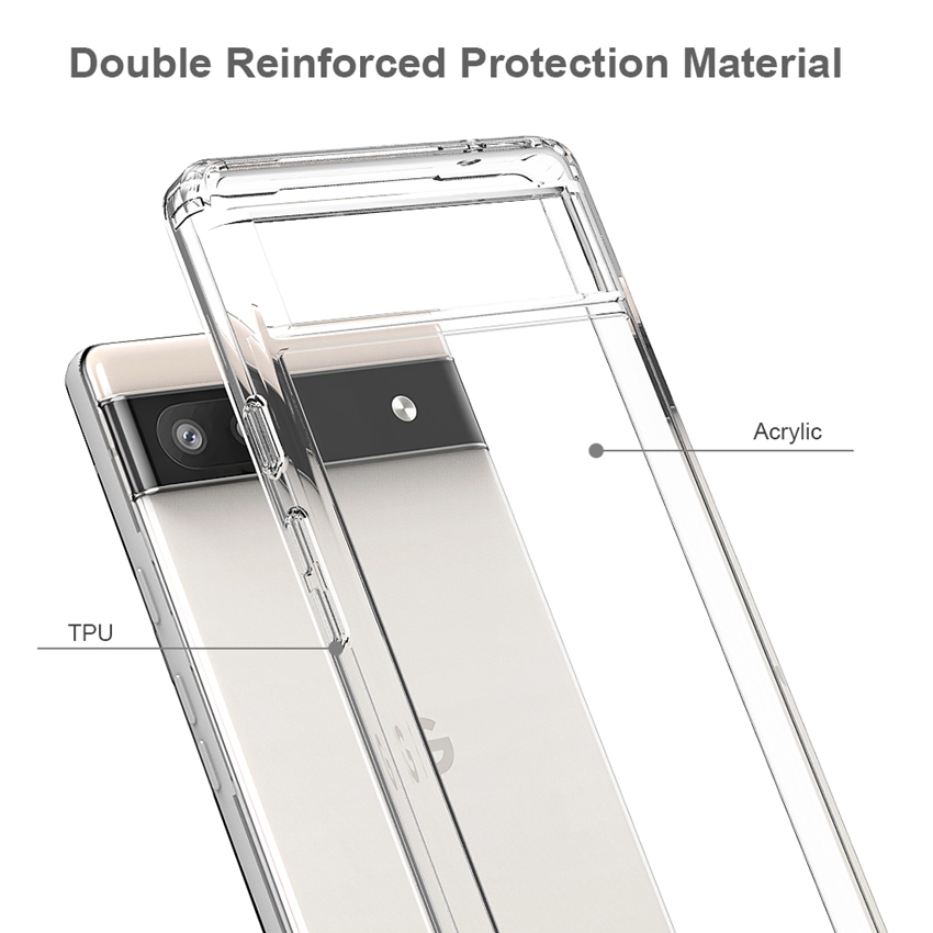 Hybrid-schutzhülle mit stoßfester luftpolsterung und kristallklarer acryl-hartschale für google pixel 6a /  und pixel 6 pro