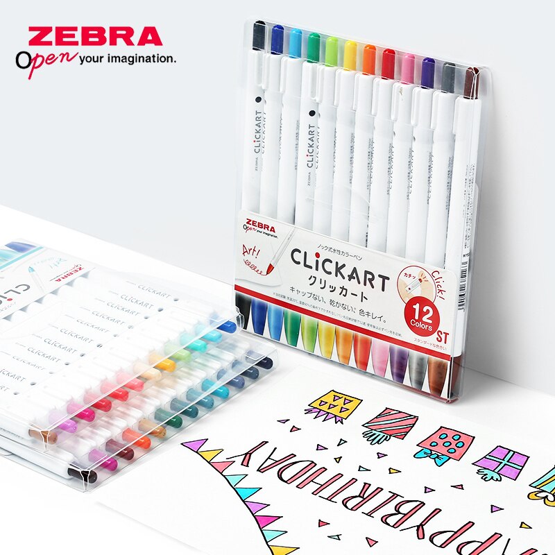 12- farve /36- farve sæt zebra clickart anti-blomstrende vandbaseret akvarel pen wyss 22 studerende håndbog kunst maleri krog pen