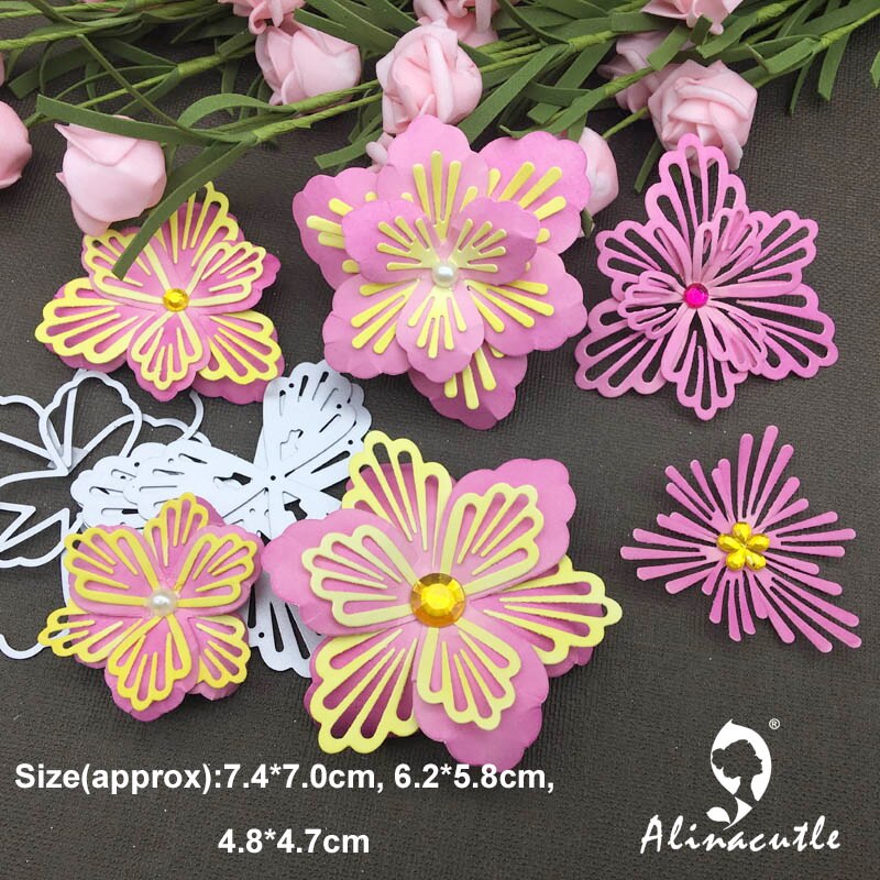 METAL CUTTING DIES cut 3pc layered versatile flower Alinacraft Scrapbook papercraft card album punch stencil art cutter die cut