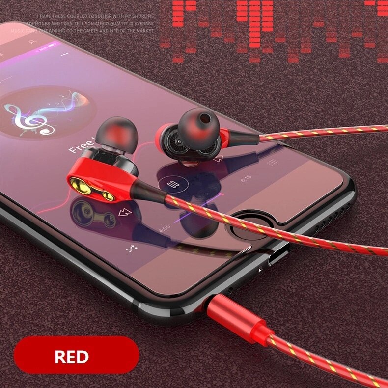 Bedrade Oortelefoon In-Ear Headset Oordopjes Bas Oordopjes Voor Iphone Samsung Huawei Xiaomi 8 9 10 3.5Mm Sport gaming Headset Met Microfoon: Red