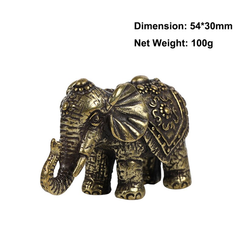 Solid Copper Elephant Mininature Figurines Brass Lucky Elephant Hand Play Collections Chinese Handmade Home Decor Statues