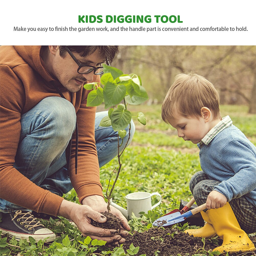 1 Set Garden Digging Tools Kids Garden Tools with Rake Fork Shovel and Trowel