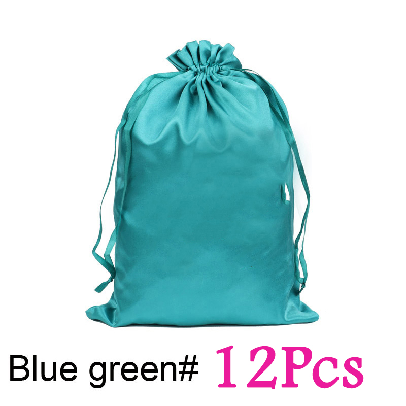 Sac de perruque en Satin, 12 pièces, sacs de rangement 25x35Cm, grand sac de perruque en soie douce noir rose pour outils d'emballage de perruque, accessoires de perruque: green