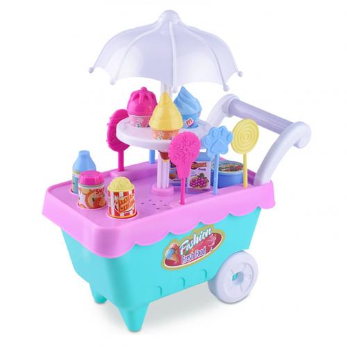 Lovely Simulation Candy Lollipop Ice Cream Plastic Trolley Children Girls Toy: Default Title