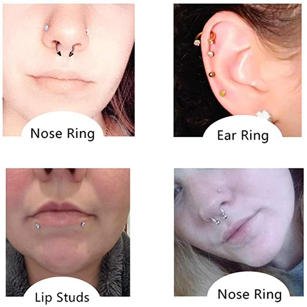 16G Lip Rings Stainless Steel Tragus Monroe Stud Piercing Rings Helix Horseshoe Earrings Hoop Labret Body Jewelry for Women Men