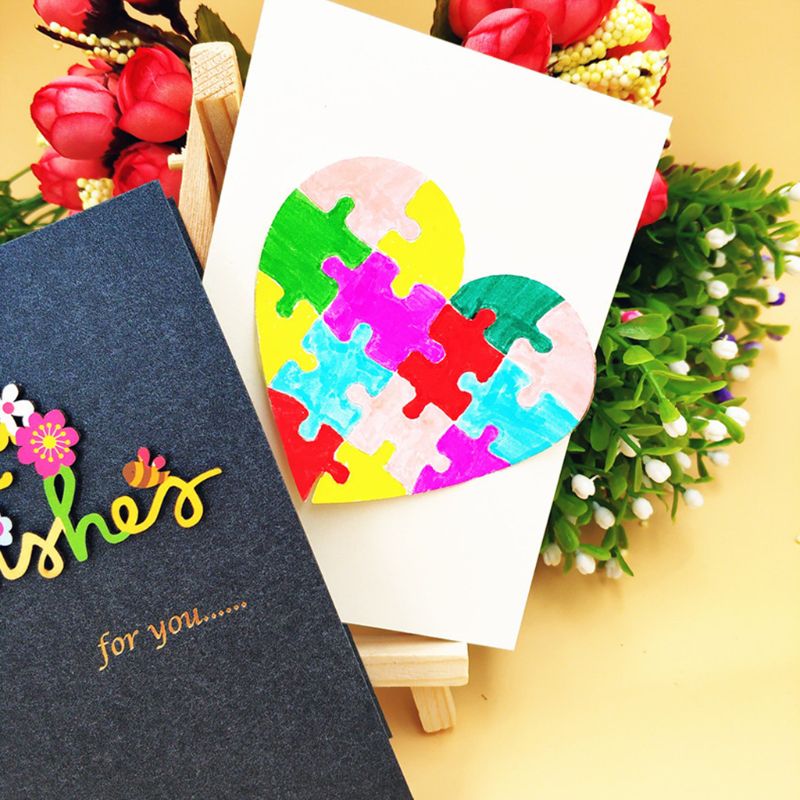 Puzzle de la saint-valentin, matrices de découpe en métal, pochoir, bricolage, Scrapbooking, Album, carte de timbre en papier, gaufrage, décor artisanal 95AA