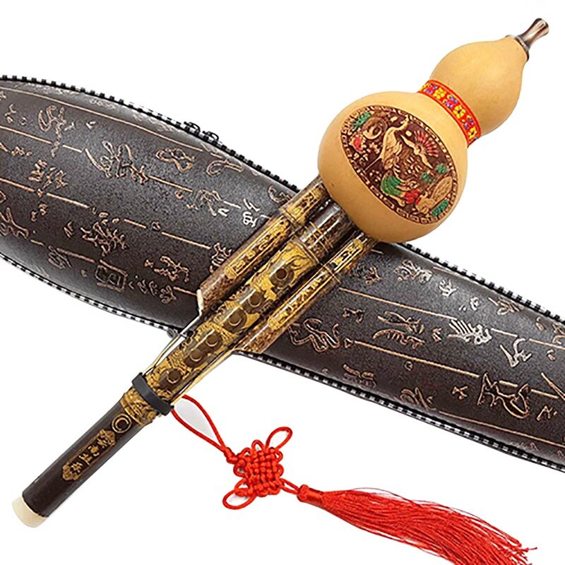 Chinese Handmade Cucurbit Silk Cucurbit Silk National Wind Musical Instrument Flute Handcraved Art Recorder Beginners Instrument: Default Title