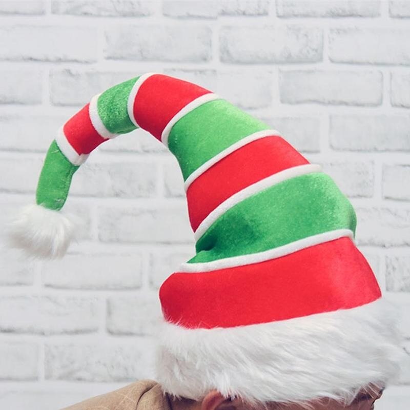 WH Funny Christmas Hat Plush Elf Santa Hat L9T8
