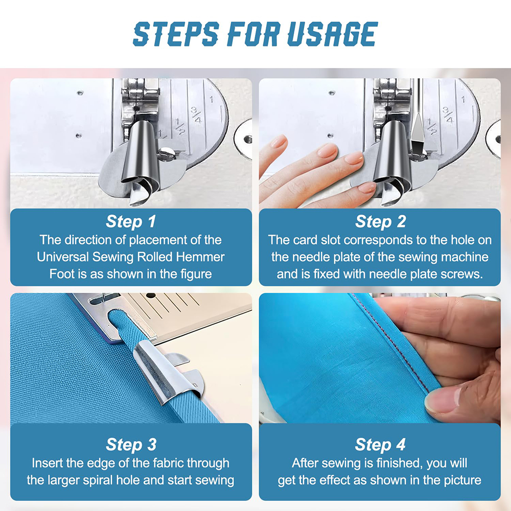 1pc Sewing Rolled Hemmer Foot Sewing Machine Presser Foot Home Industrial Curved Scroll Hemmer Foot for Sewing Machine Tools