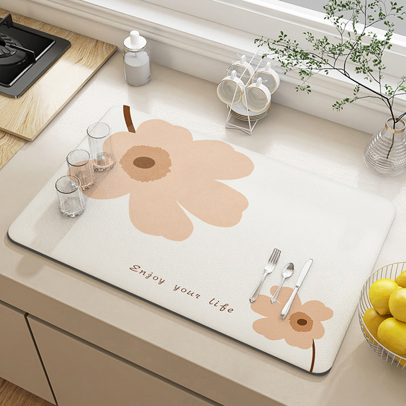 Diatomeeën Modder Droogmat Super Absorberend Servies Bureau Afvoer Pads Tafel Placemat Drainer Tapijt Thee Cup Drinkhouder Keuken: 90x40 cm / Donker Kaki