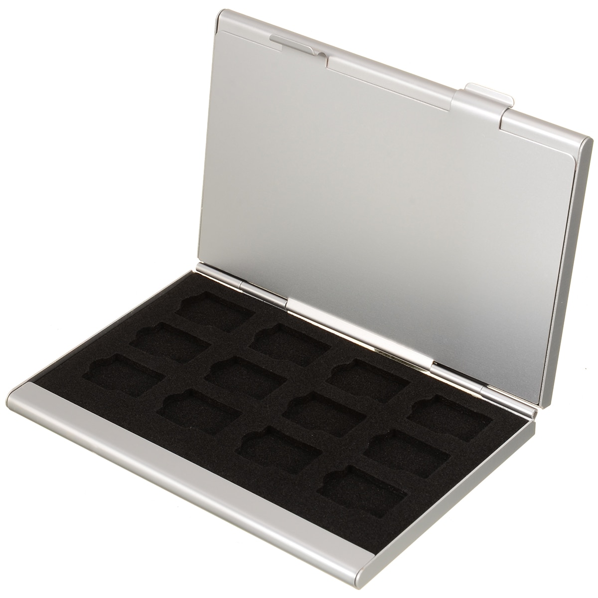 24 IN 1 Draagbare EVA Spomge Slots TF Kaarten Storage Case Zilver Aluminium Legering Shell Doos voor Geheugenkaart carry Gereedschap