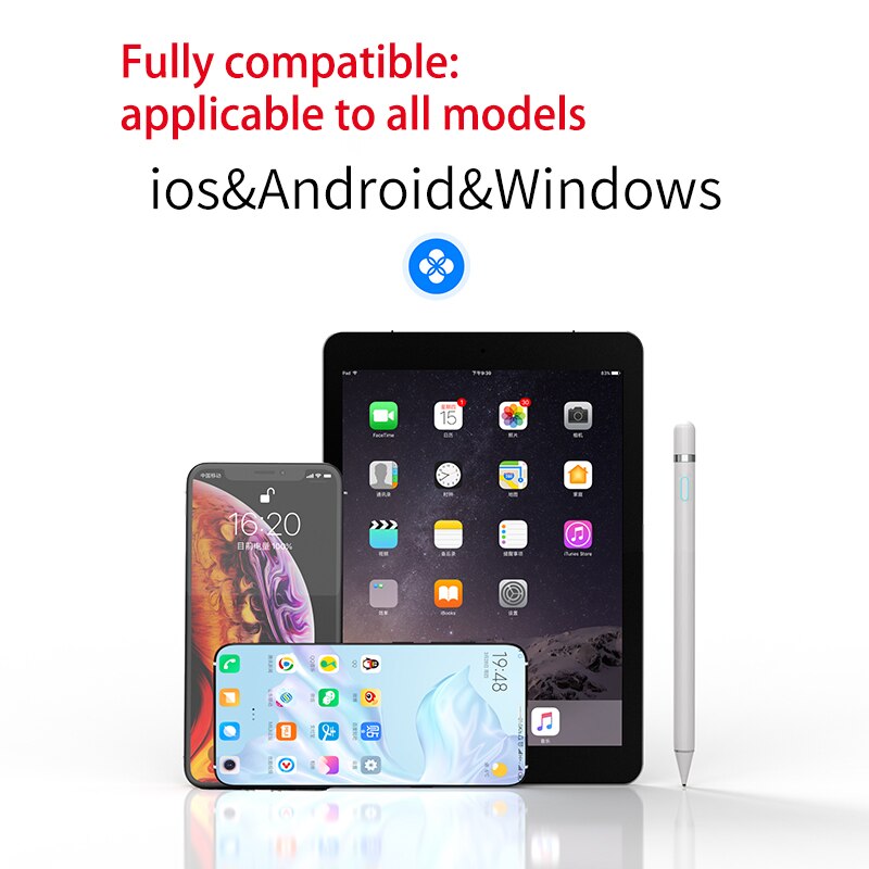 Stylus Pen till Apple iPad - Metall 18cm - Kompatibel med Apple Pencil 1 & 2: Äpplepenna 1 vit