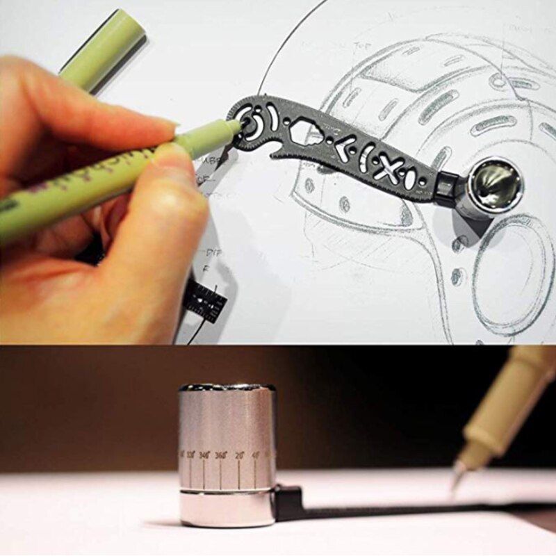 The Most Versatile Magcon Tool Drawing Curved Metallic Ruler Mini Compass Protractor Combo Patterns