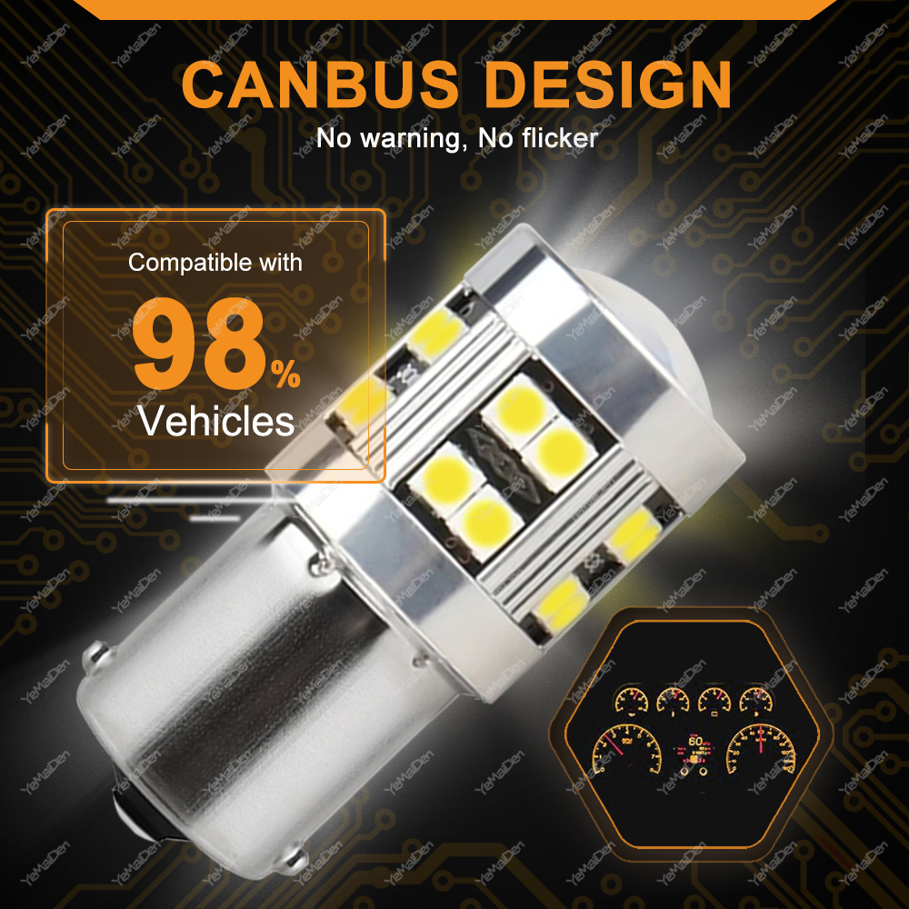 2/4 Uds CANBUS 1156 BA15S 1157 BAY15D bombilla LED 12V 3030-24SMD 6500K blanco amarillo rojo freno trasero de coche luces de señal de giro de estacionamiento