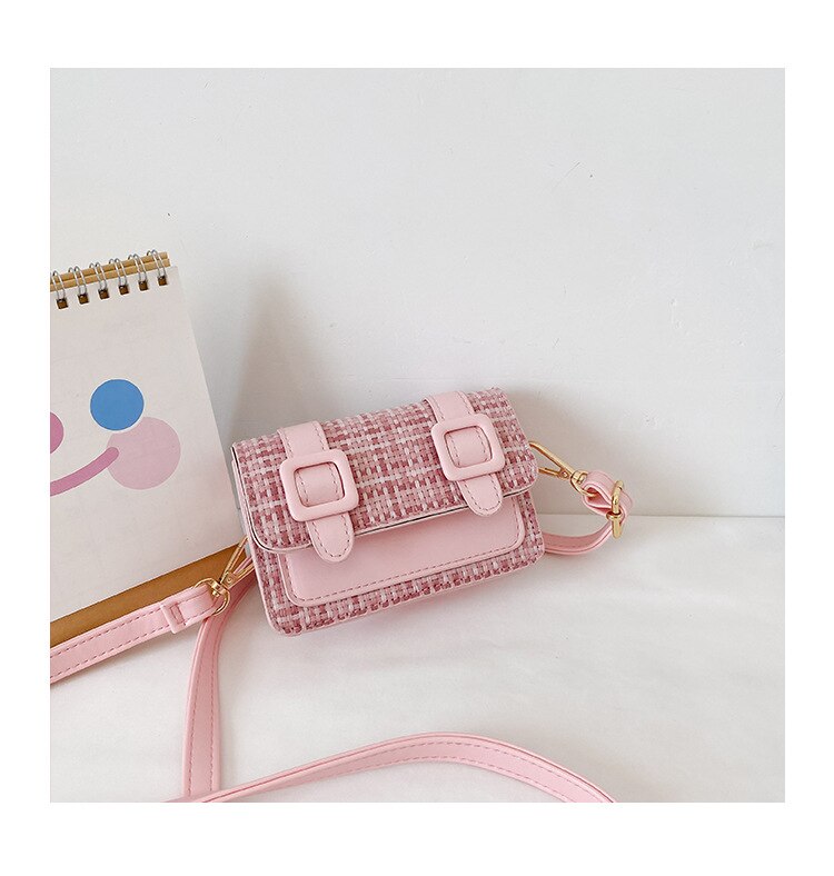 Kids Mini Purses and Handbags Autumn Winter Woolen Crossbody Bags for Women Small Coin Wallet Girls Party Purse: large pink