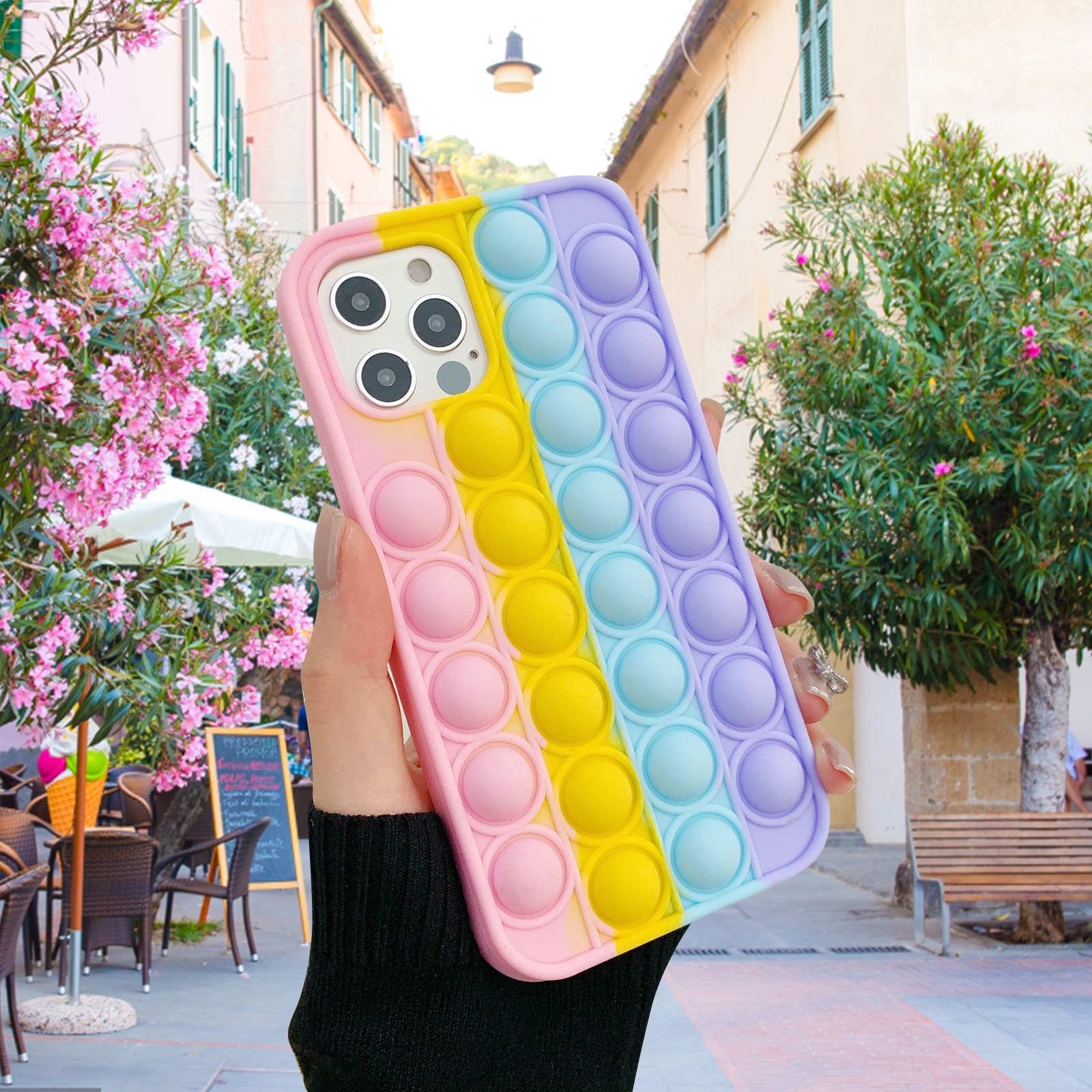 Relive-funda de silicona para teléfono móvil Iphone, carcasa suave de silicona con efecto de burbuja para móvil Iphone 6 6s 7 8 Plus X XR XS 11 12 Pro Max