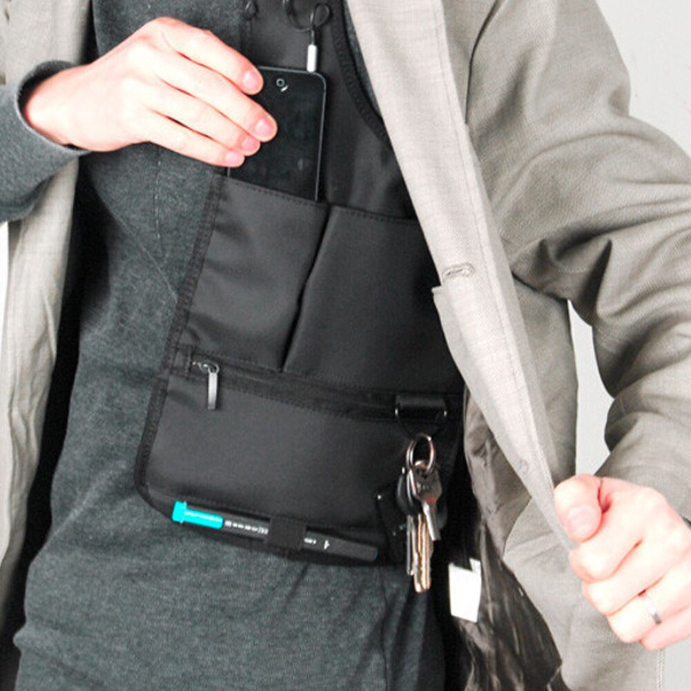 Teléfono móvil con cremallera reproductor de MP3 soporte de bolsillo de viaje portátil antirrobo Nylon almacenamiento organizador Underarm bolsa de hombro