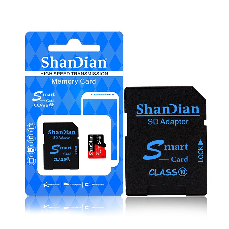 SHANDIAN-tarjeta Micro SD roja para teléfono móvil, memoria de expansión de capacidad, 8GB, 16GB, 32GB, 64GB, 128GB, gratis, viene con adaptador de tarjeta SD
