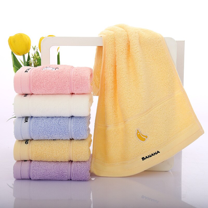 Pure Cotton Children Towel Cartoon Patterns Face Towel Children Wash Small Towel Kindergarten Children Towel Saliva Towel: Banana