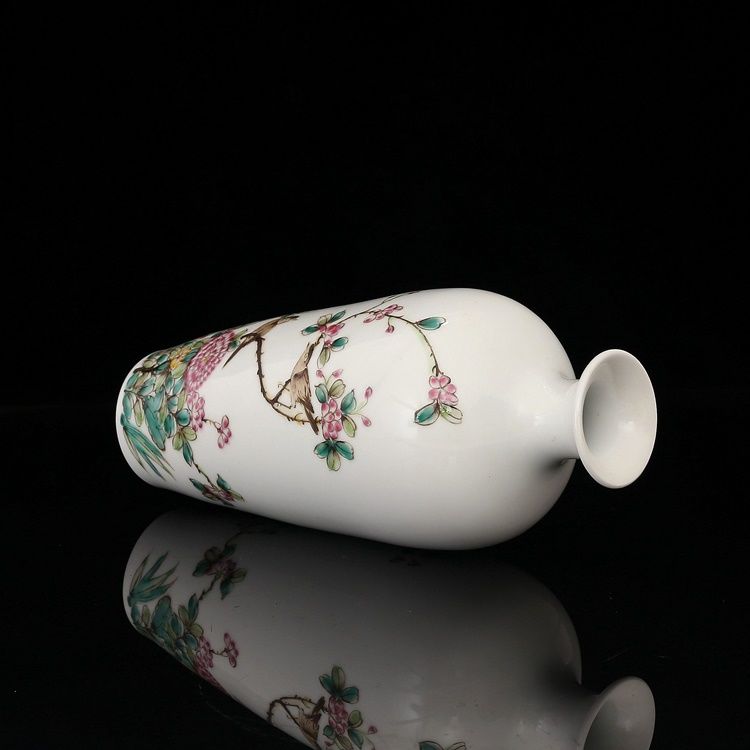 Jingdezhen – Vase à fleurs et oiseaux de la dynastie Qing, peint à la main, Antique, de l&#39;année