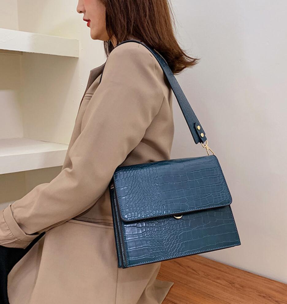 Dametaske håndtasker skuldertasker pu læder pung tasker krokodillemønster crossbody messenger taske punge