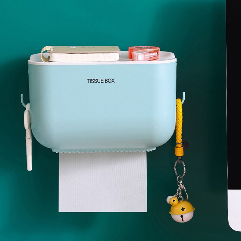 Caja de pañuelos para baño, estante de Caja de papel higiénico montado en la pared, práctico, para el hogar, color azul, blanco, rosa y Beige, estilo,