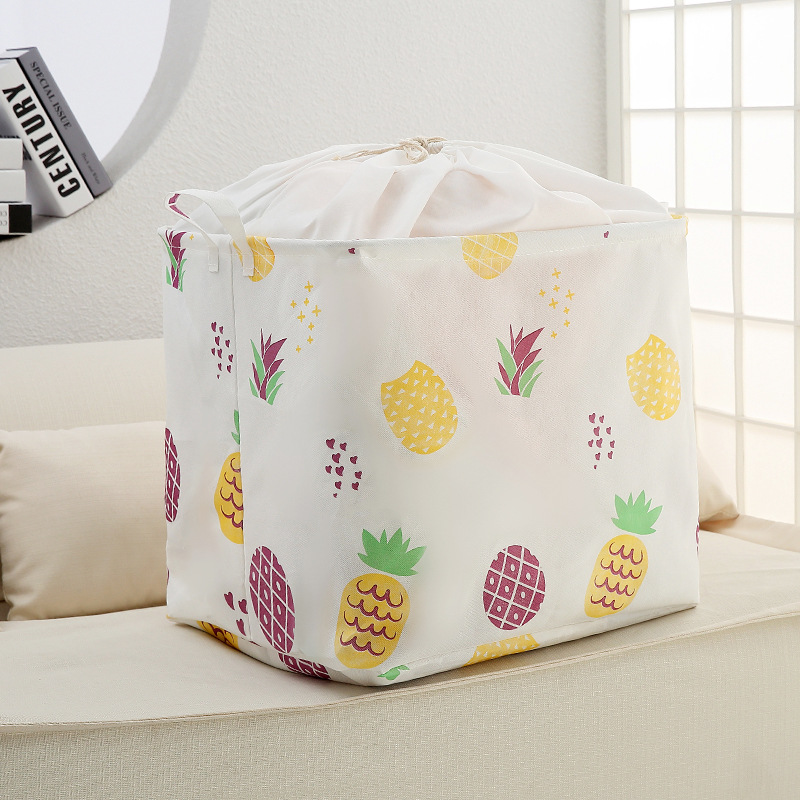 Borsa da 100 litri con manico rinforzato tessuto non tessuto telaio fisso incorporato antipolvere organizzatore di stoffa di grande capacità Dropship: ananas