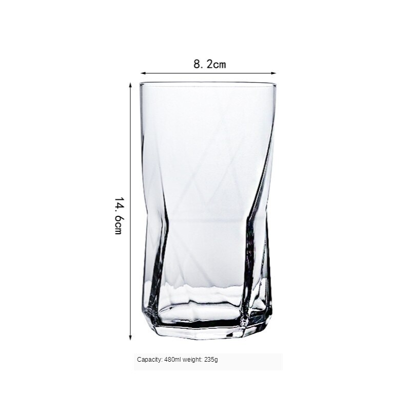 Nordisk whisky geometrisk kopp hushålls snapsglaskopp färgglad juice vinkopp genomskinlig mugg whisky ölglas gafas verre: Transparent stor