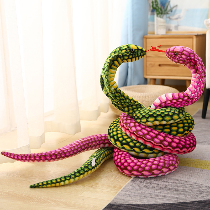 Peluche de Cobra colorido simulado de 80/170/240cm, animales de peluche, serpientes, muñecos de peluche, broma divertida, juguetes suaves para decoración del hogar