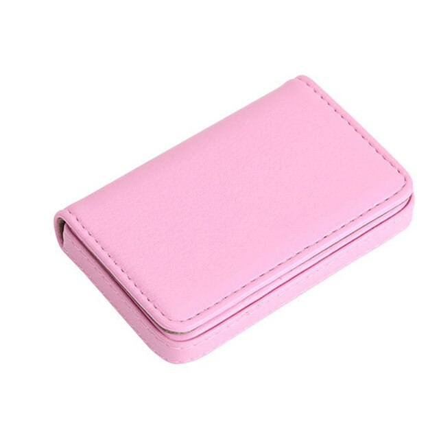 Ezone Leer Mannen Business Kaarthouder Credit Card Case Magnetische Knop Bankkaart Wallet Case Kaarthouder Voor Vrouwen 6.5*10Cm: Roze