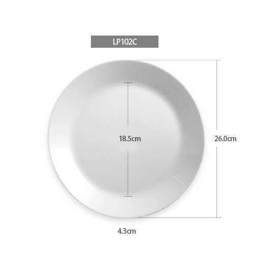 Hvitt opal glass porselen flate tallerkener middagsretter servise salatrett sushi frokost biff tallerken: 10.2in.  flate plater