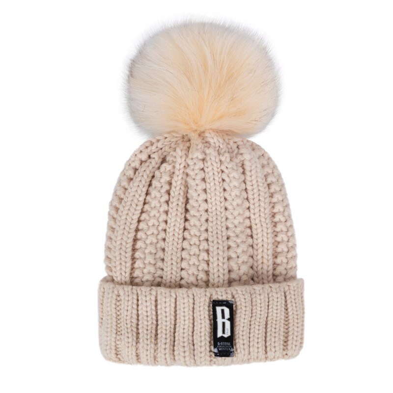 Winter baby muts meisje baby jongens katoen verdikt plus fluwelen muts kinderen pompon muts warme gebreide kindermuts