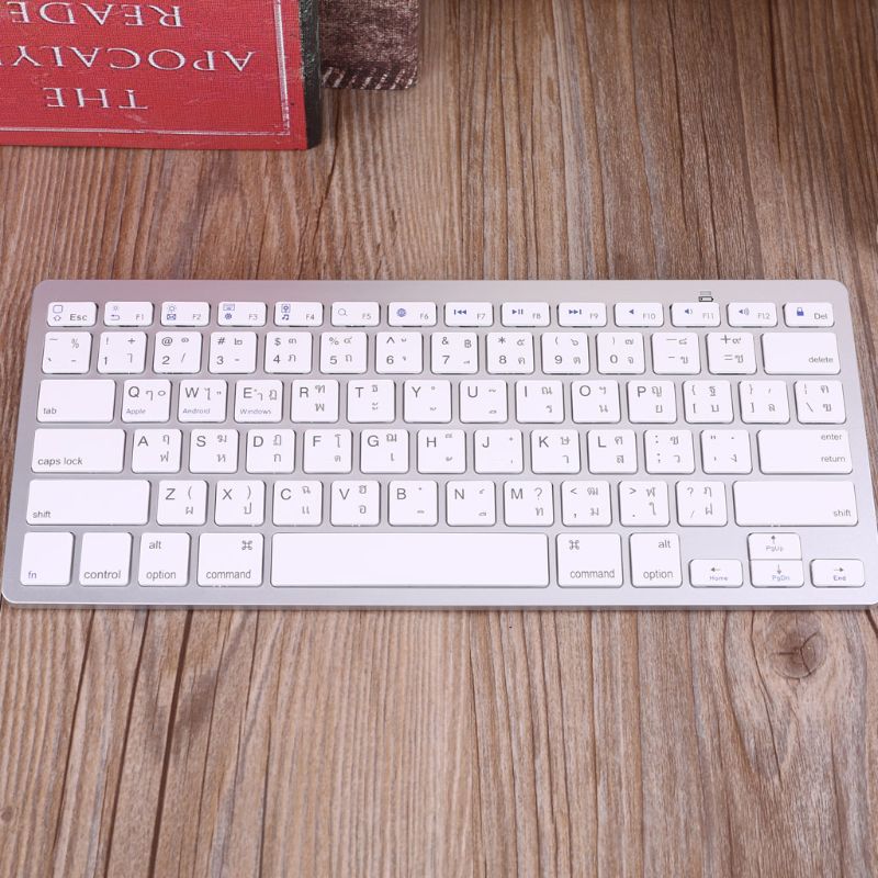 English Thai 78 Keys Wireless Bluetooth Keyboard for Laptop Tablet Cellphone N0HC