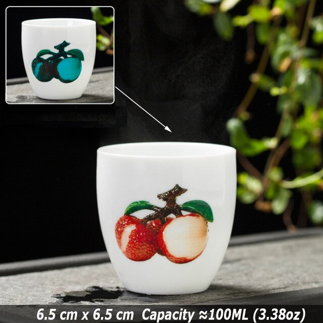 Japanese Magic Sakura Teacup Cold Temperature Discoloration Color Changing Tea Cup Flower Ceramic Kung Fu Tea Set: E
