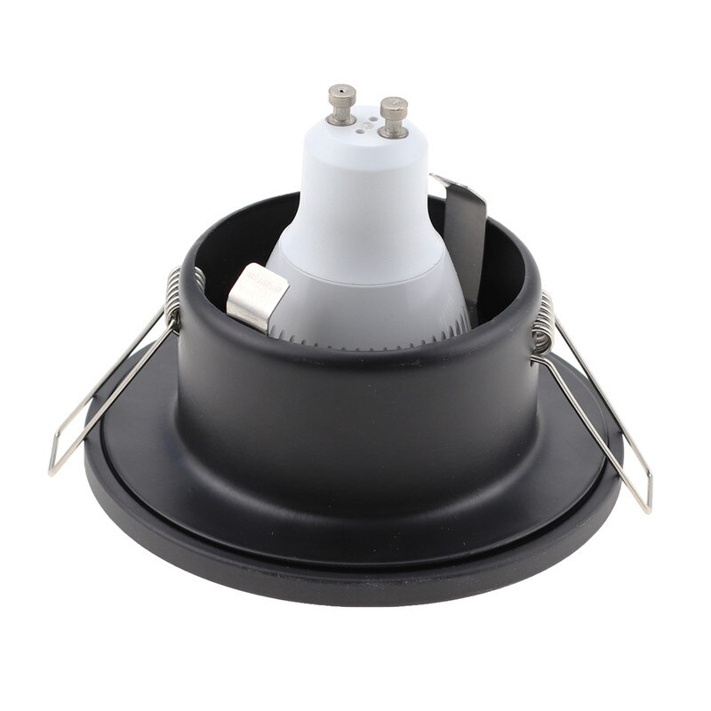 Zwarte Ronde Inbouwspot Spotlight Halogeen Led Incl Base 220V GU10 Plafond Spot Light Aluminium Frame Montage MR16 Armatuur