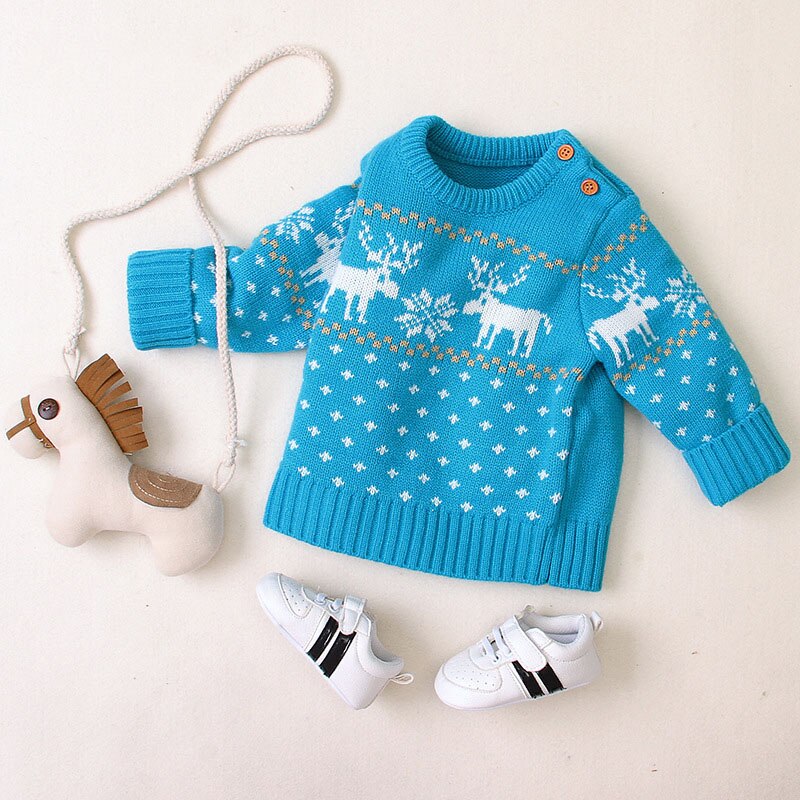 0-18M Newbron Kid Baby Boy Girl Clothes Winter Warm pullover Top Long Sleeve Xmas Cute Knitwear Christmas Baby Sweater
