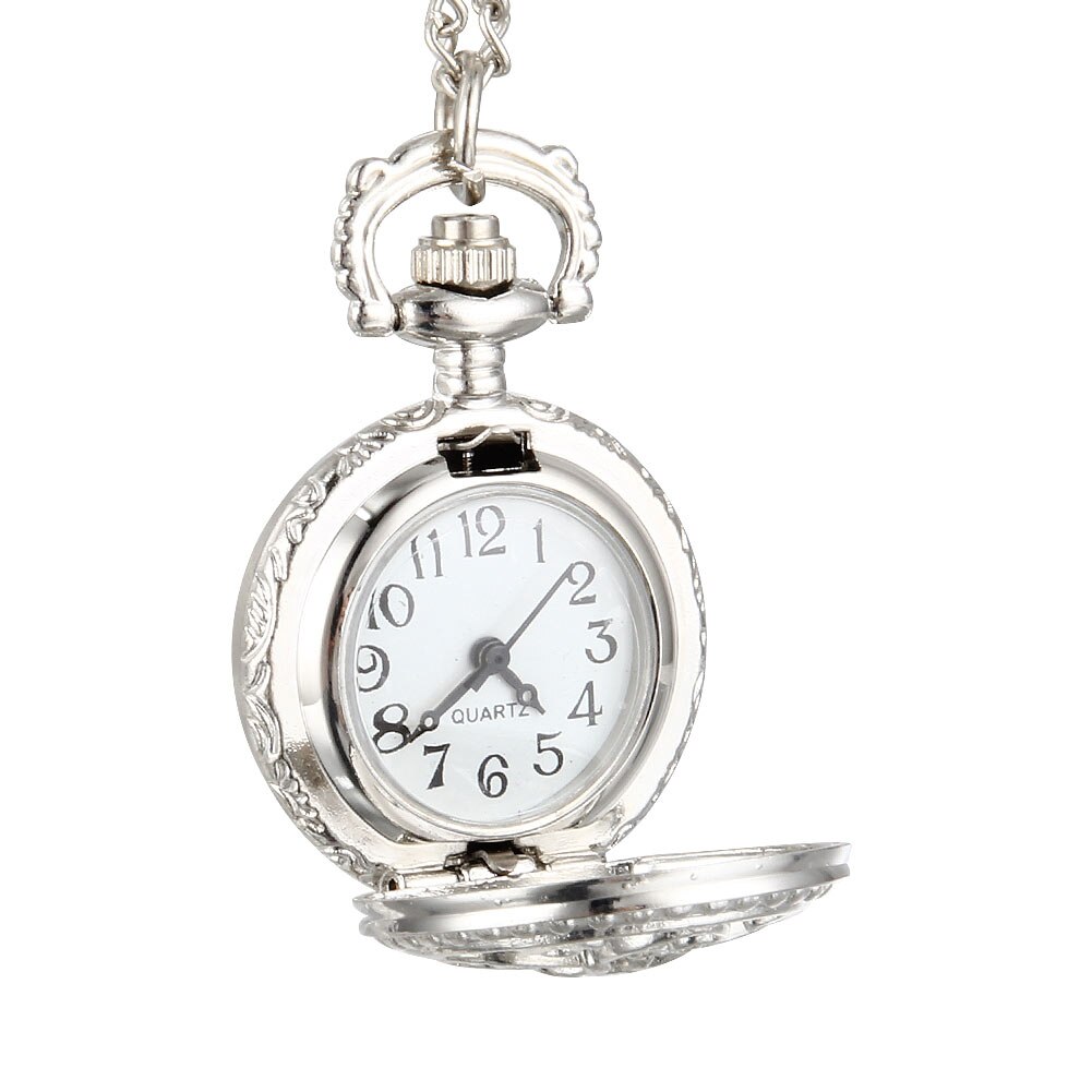 Zakhorloge vintage dames kwarts legering uitgehold bloemen ronde dame meisje trui ketting hanger klok horloge zakhorloge