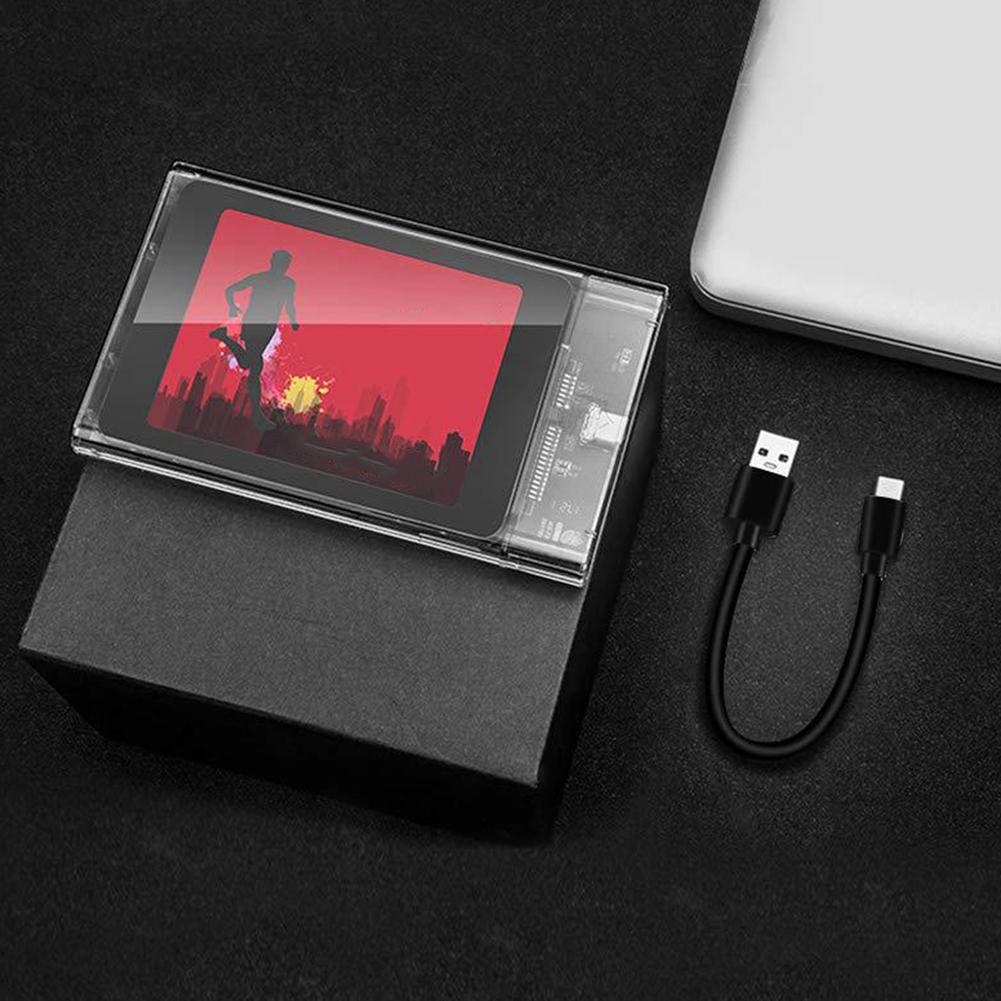 SSD Case Classic Delicate Texture Solid SATA to USB 3.1 Transparent 5Gbps Type-C Solid State Drive for Mac OS