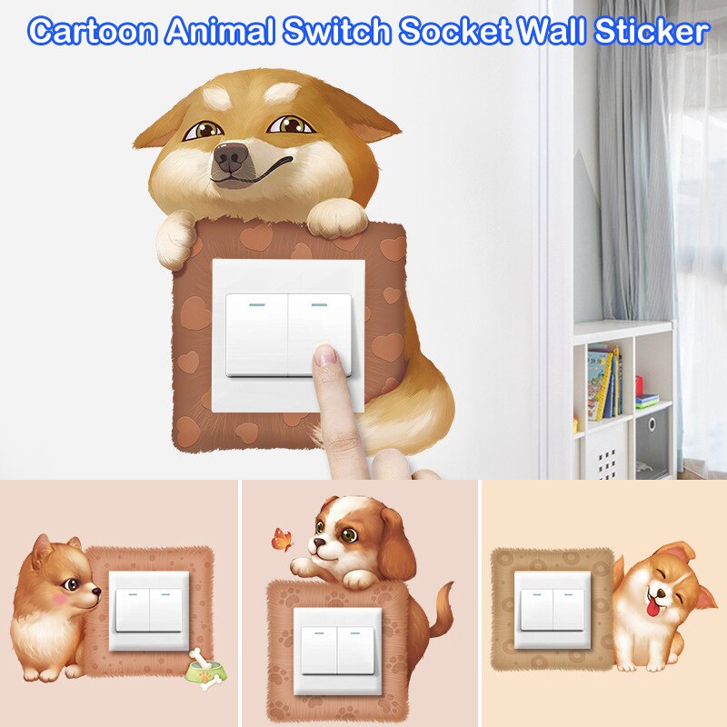 5 Pcs Cartoon Cute Switch Sticker Wall Switch Protective Cover Simple Socket Decoration K9Store