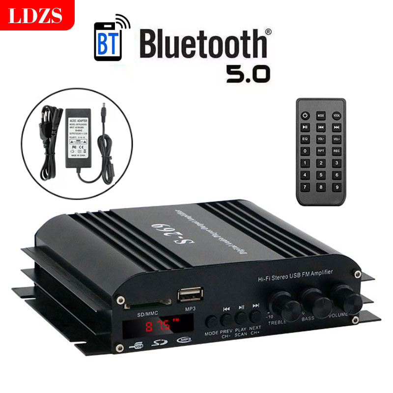 S-269 Sound Amplifiers Bluetooth Digital Amplifier for Home Car Karaoke 4 Channel HiFi Stereo AMP FM USB Remote Control