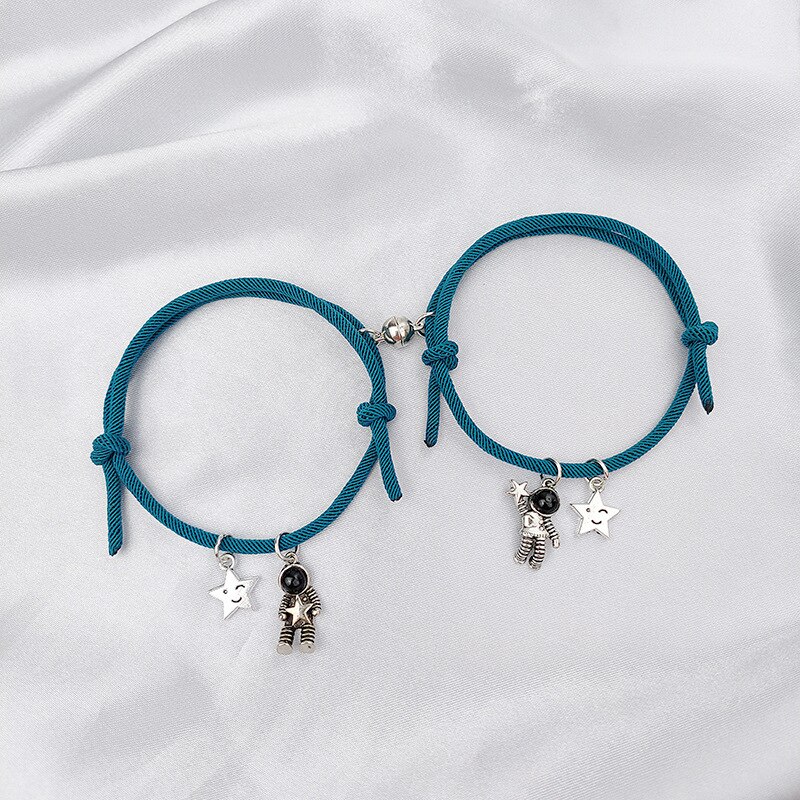 European magnetic win astronaut couple bracelet for lovers milan rope astronaut bracelet for couple jewelry zr -12: K-blue