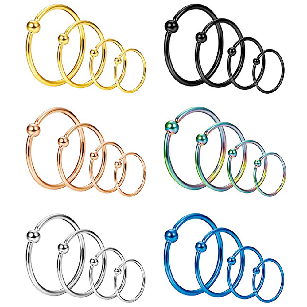 1 Stuks 16G 20G Roestvrij Staal Neusringen Hoepel Kraakbeen Helix Oor Piercing Tragus Lichaam Sieraden Voor Vrouw Man 6Mm/8Mm/10Mm/12Mm