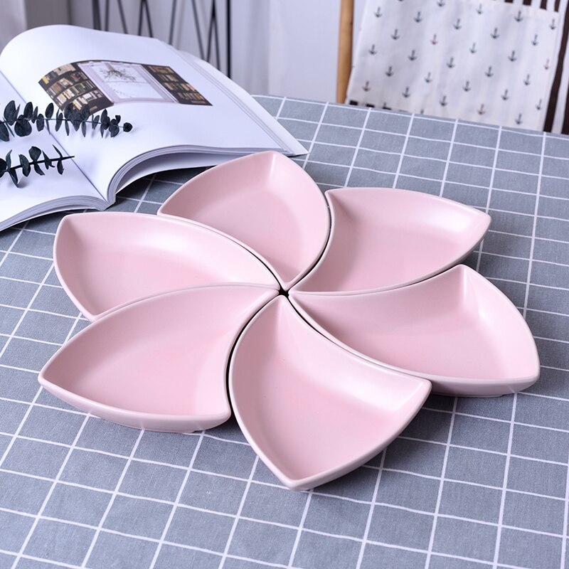 Multifunctionele keramiek Fruitschaal dessert Dessert Dienblad Plaat Snack Schotel 6 Compartimenten Creatieve Home Decoratie trinket dish: C