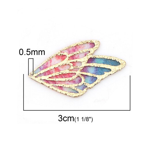 DoreenBeads-colgantes de tela de ala de mariposa, accesorio Multicolor, Morado, azul y verde, 30mm(1 1/8 ") x 18mm( 6/8"), 5 unidades: 8