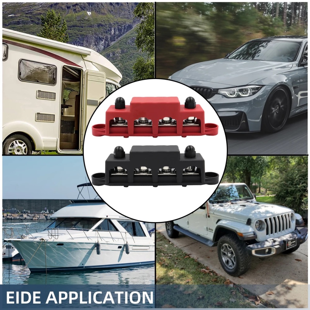 12v 24v 48v 250a positivo negativo m8 m10 barra de ônibus terminal bloco de distribuição de energia da bateria com capa para barco rv caminhão campista