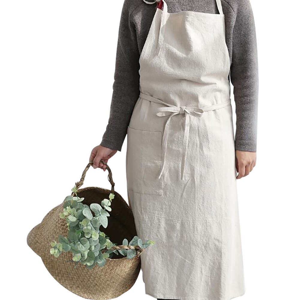 Delantal cruzado en la espalda de estilo japonés para mujer, envoltura para repostería, algodón, lino, vestido de floristería, delantal de algodón y lino de arte literario: 3A