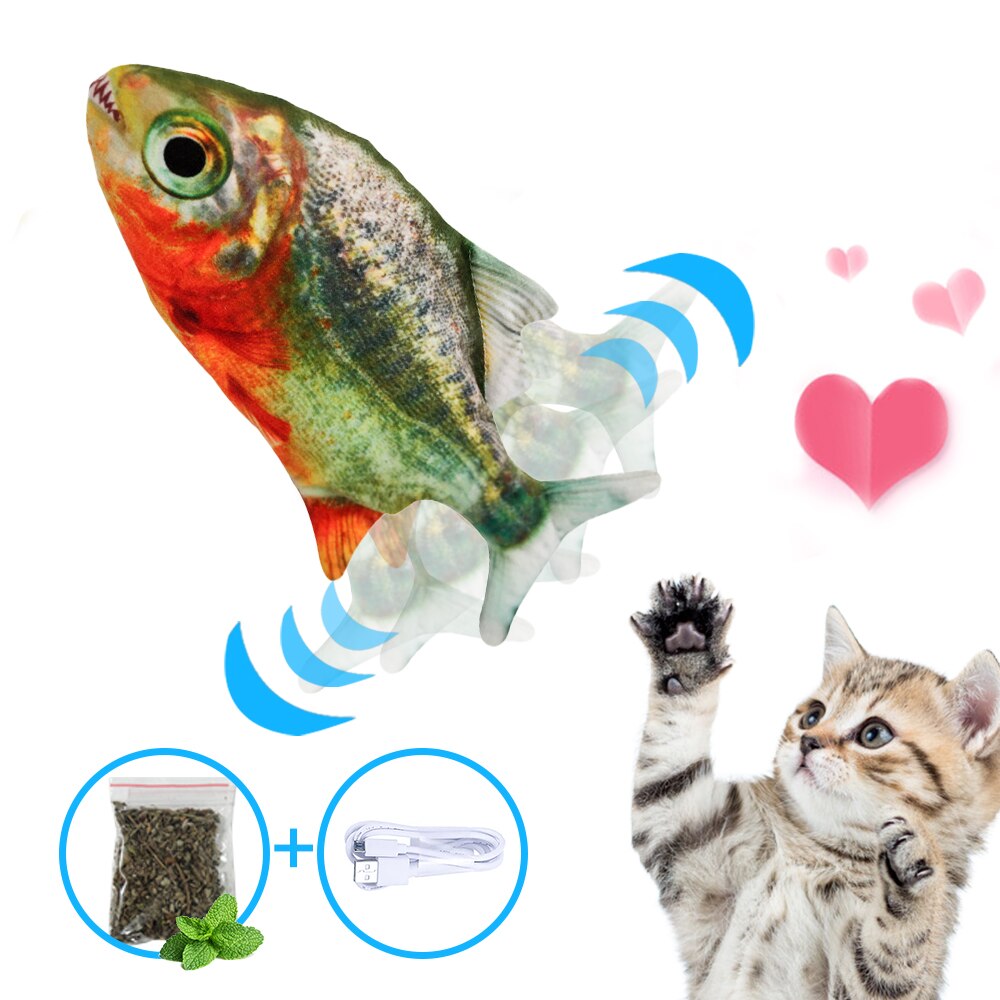 Huisdier speelgoed elektrisch katten speelgoed pluche 3d interactieve elektronische usb bijtbestendige kauw kies bewegende dansende vis speelgoed kitten katten speelgoed: Piranha elec