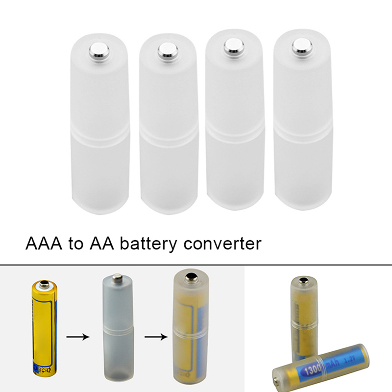 AAA para tamanho AA bateria conversor adaptador, suporte de baterias, caso durável Switcher, conversor celular, 4pcs