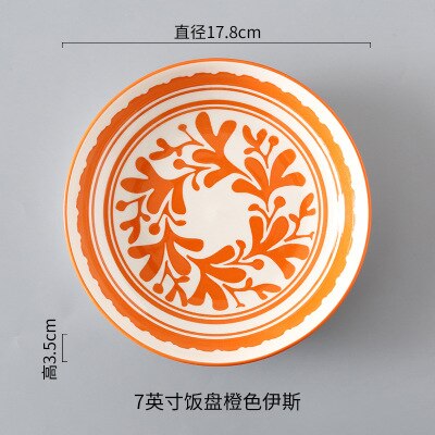 Creatieve Japanse Stijl 7 Inch Keramische Plaat Ontbijt Rundvlees Dessert Gerechten Fruit Snack Plaat Eenvoudige Ondiepe Schotel Thuis Steak Schotel: 9